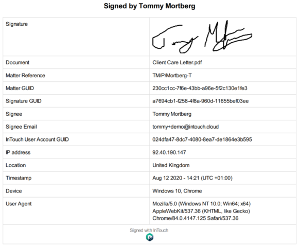 Stronger esignatures by intouch